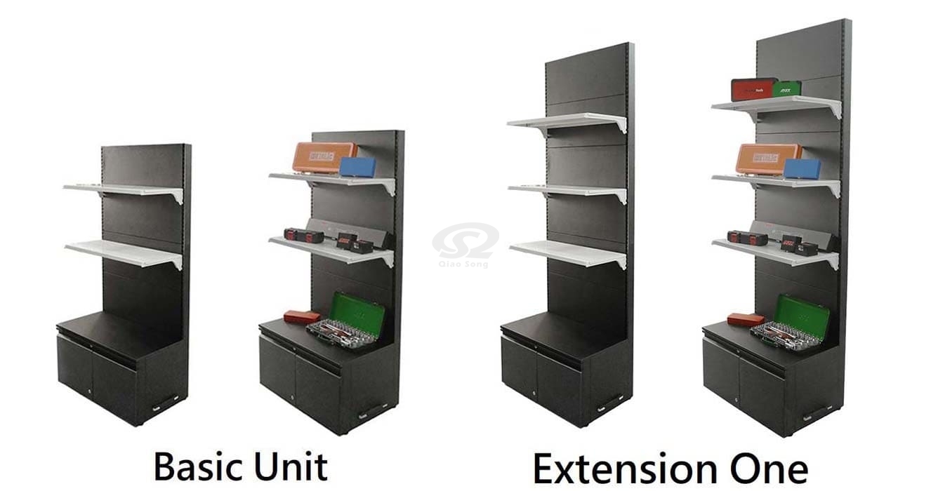 Two Types of 2 in 1 Portable Display Shelving: Basic Unit & Extension One